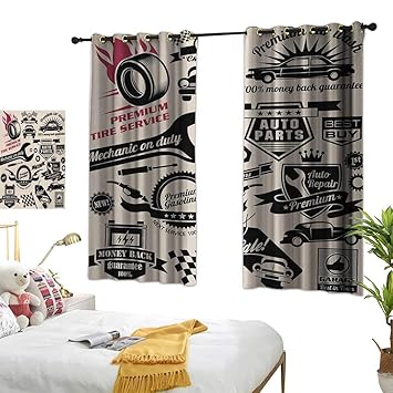 Amazon Com Warm Family Curtain Tiebacks Retro Car Repair Shop