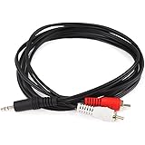 Monoprice 100665 6-Feet 3.5mm Stereo Plug/2 RCA Plug Cable, Black