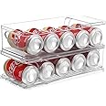 Xicennego 2-Tier Stackable Soda Can Organizer for Refrigerator, Fridge Can Organizer Dispenser, Beverage Can Holder for Refrigerator, Pantry, Cupboard