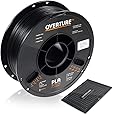 OVERTURE PLA Filament 1.75mm with 3D Build Surface 200mm x 200mm 3D Printer Consumables, 1kg Spool (2.2lbs), Dimensional Accuracy +/- 0.05 mm, Fit Most FDM Printer, Black
