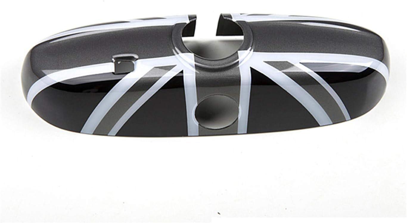 Black/Gray Union Jack UK Flag ABS Sticker Cover Trim Cap for Mini Cooper ONE S JCW F Series F54 Clubman 2016+ (Rear View Mirror Cover with Senor Hole)