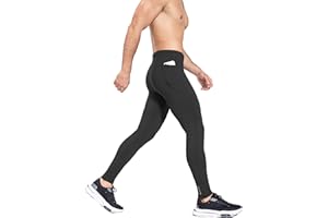 baleaf Men's Winter Running Tights Thermal Cycling Pants Water Resistant Fleece Leggings Zipper Pockets Cold Weather Gear