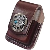 GORGECRAFT Turquoise Leather Lighter Case Holder Lighter Pouch Protective Storage with Pocket Belt Loop Full Grain Handcrafted Sheath for Belt Lighter(Coconut Brown)
