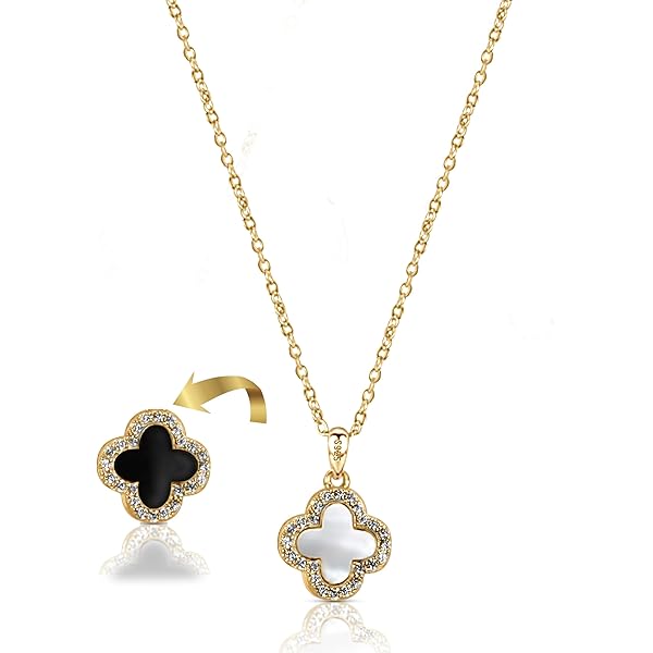 【STONEHENgE】Silver Material 2-way Clover Necklace SC24C17T Amazon.com: Leaf Clover Necklace 925 Sterling Silver/Mother