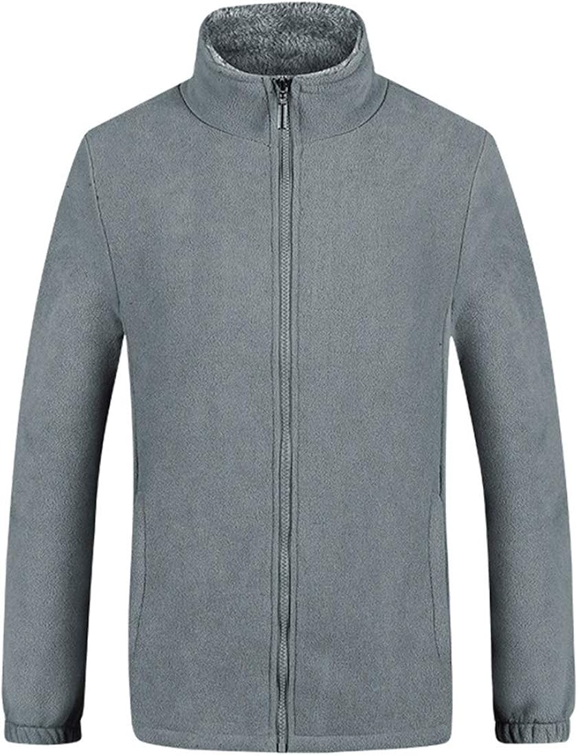 Mens Windproof Fleece Full Zip Sweatshirt Warm Lightweight Stand Collar Jacket Winter Outdoor