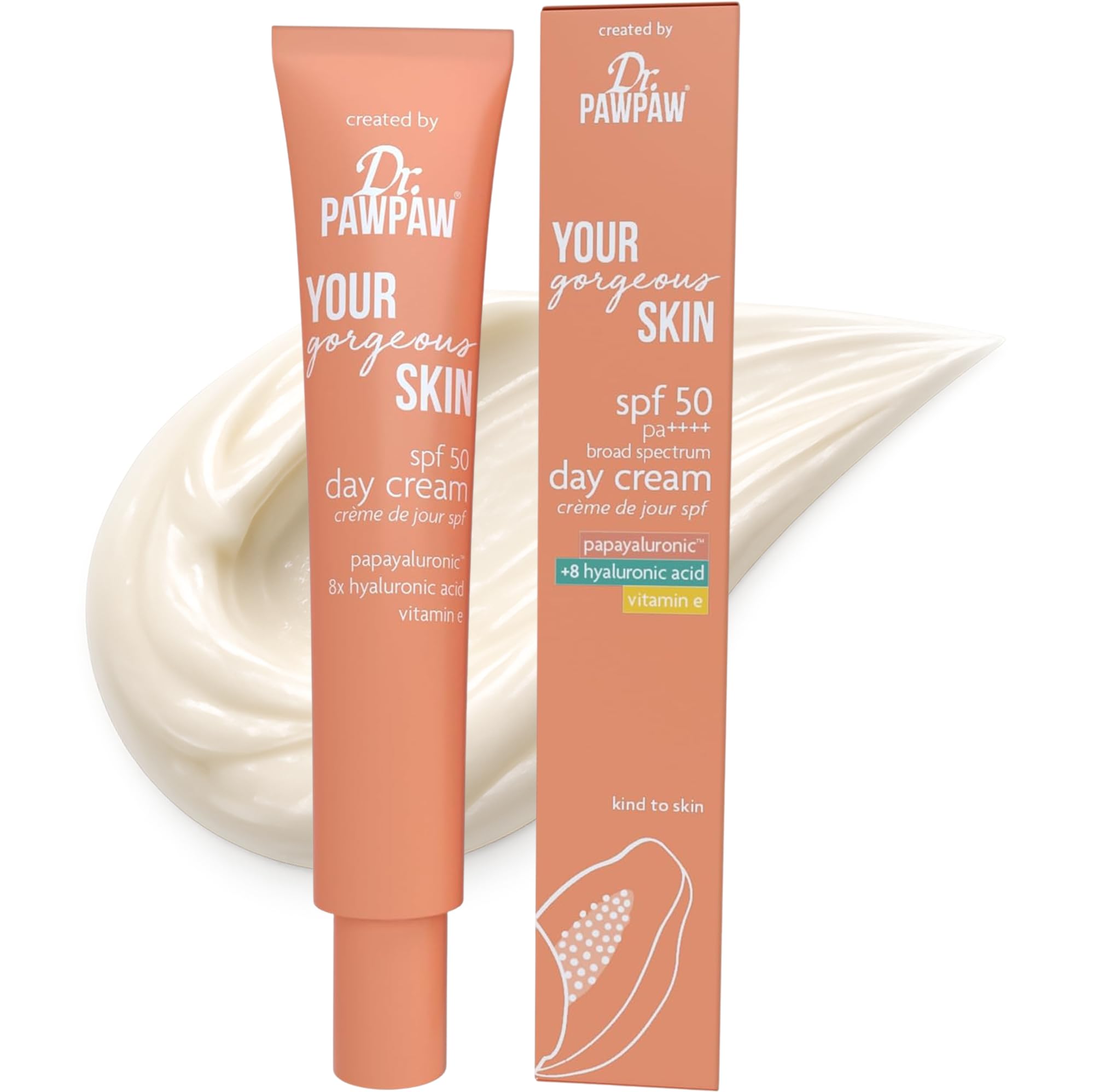 Dr.PAWPAW YOUR Gorgeous SKIN SPF 50 Day Cream 45ml, Lightweight Vegan Face Moisturiser with Papayaluronic and Vitamin E, High UVA UVB Protection for Daily Hydration — image 1