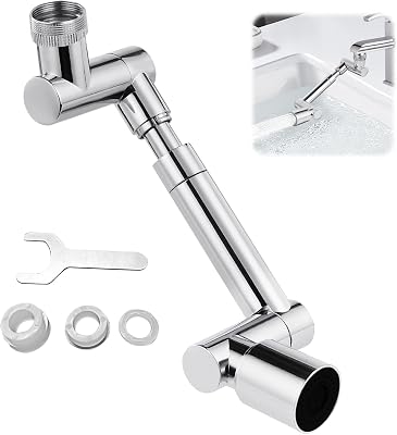 Drehbarer Wasserhahn Aufsatz, 1440 Grad Drehbarer Multifunktionaler Wasserhahn Verlängerungshahn, Wasserhahnaufsatz mit 2 Einstellbarer Adapter, Wasserhahnverlängerung für Bad und Küche