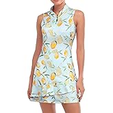 Viracy Tennis Dress for Women Sleeveless Golf Dresses with Shorts and Pockets Ruffle Zip Up Stand Collar Golf Outfits