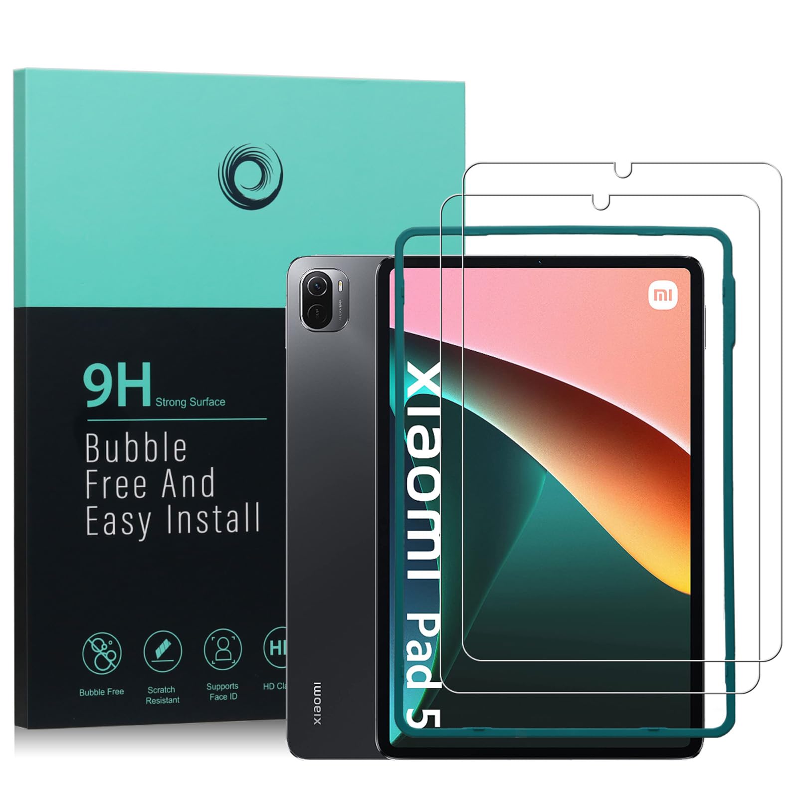 Screen Protector For Xiaomi Pad 5/Xiaomi Pad 5 Pro(11 Inches),with 2 Pcs Tempered Glass [Fingerprint Reader,Easy to install]