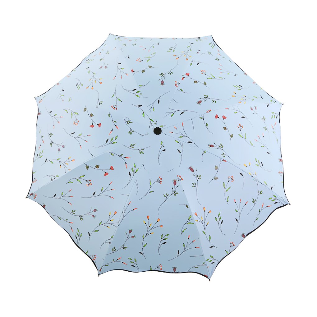 Portable Folding Umbrella with Black Anti-UV Coating Rain & Sun Umbrellas for Women Travel Beach Hiking Outdoor Lightweight Parasol UV Protection Umbrella Ladies Girls Windproof Compact Umbrella