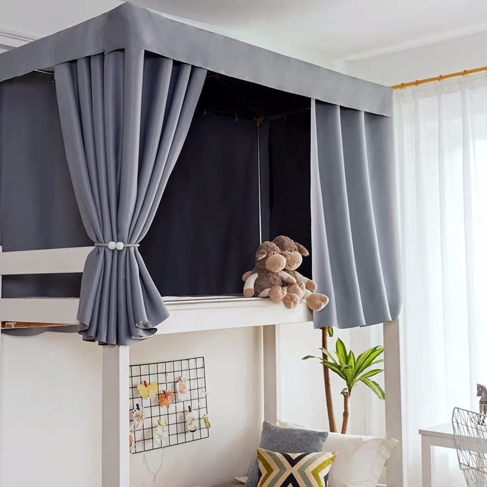 iNszkoos Thicker Version Bunk Bed Curtain, Blackout Curtains, Single Sleeper Bed Shading, Privacy Draperies, Cloth Curtain, Bedding for Home, Students, Dorm, Gray, 1.2m x 2m, 1.5m x 2m