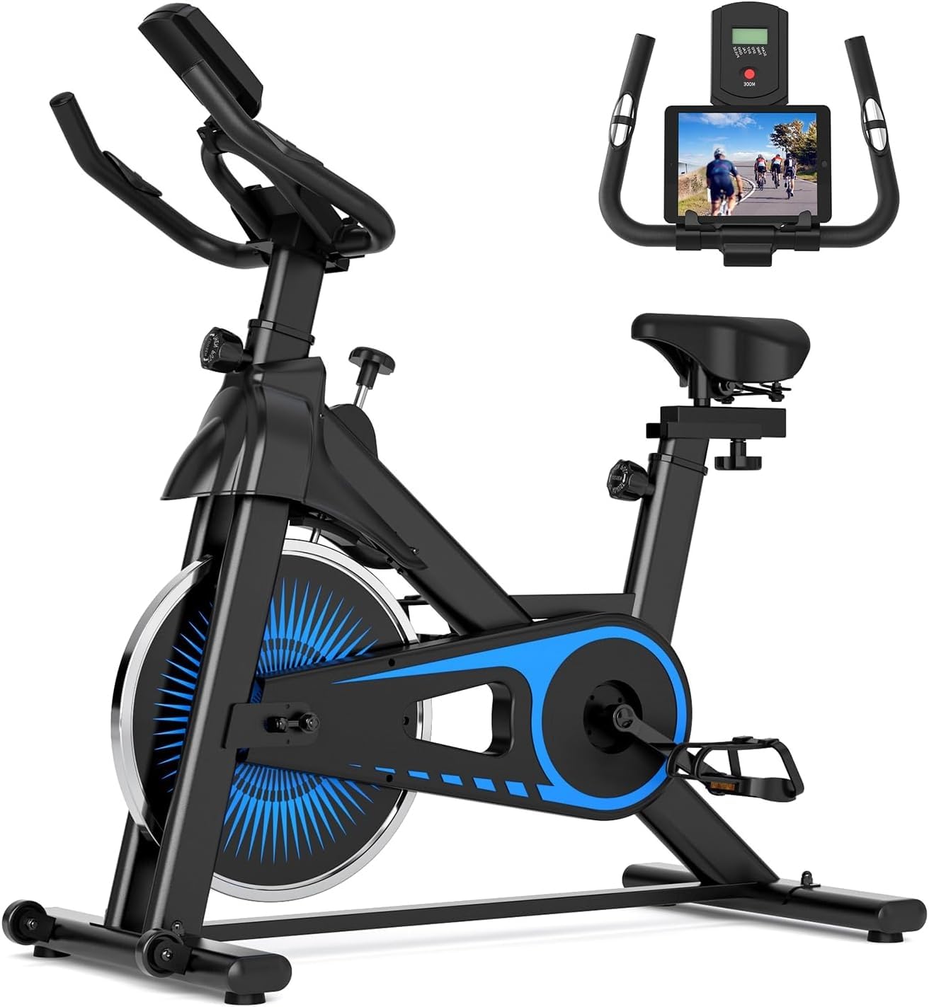 Photo 1 of NAYSAYE Exercise Bike, Adjustable Stationary Bike for Home, Heart Rhythm Monitor, Indoor Workout Bike with LED Display for Effective Fitness Training