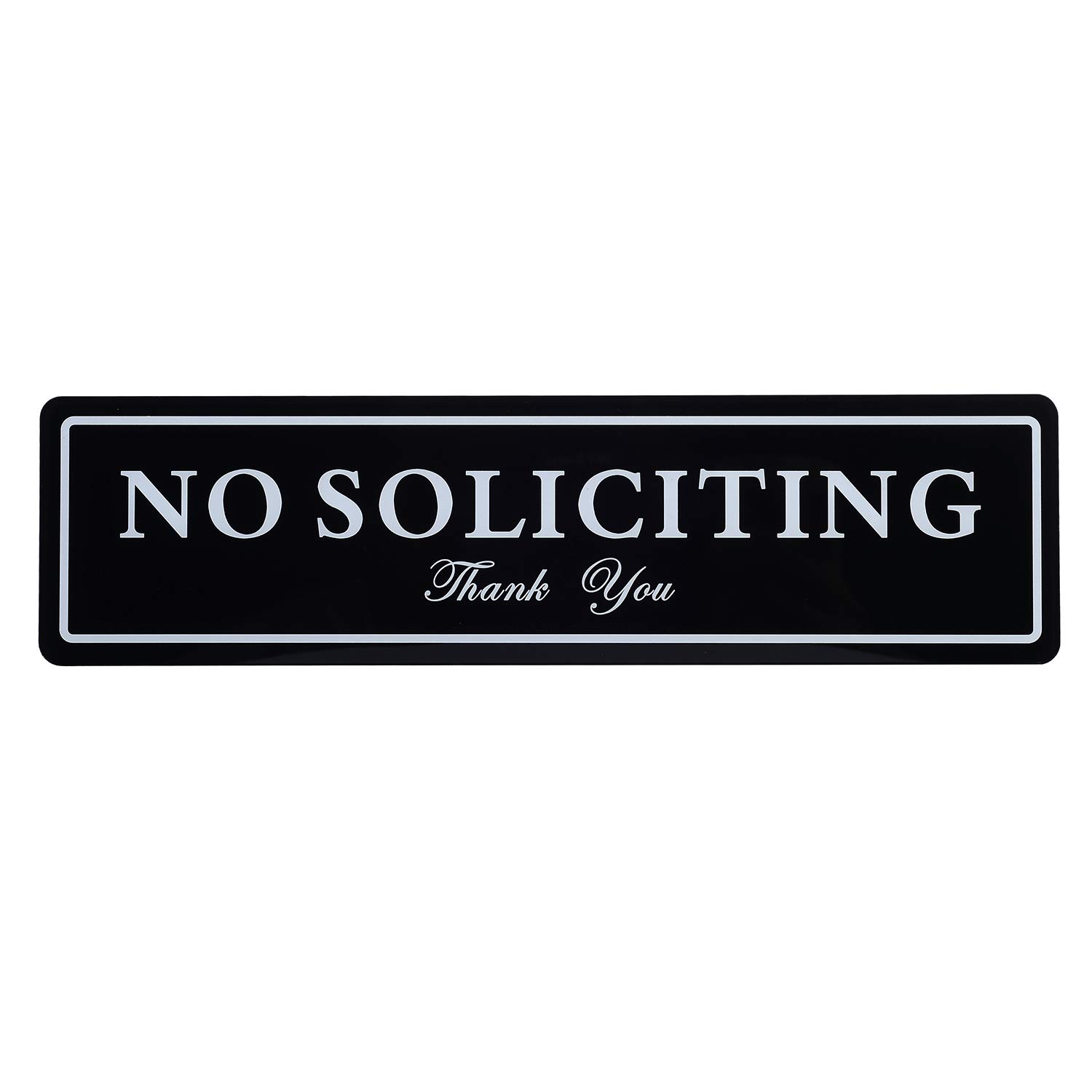 Photo 1 of Kichwit No Soliciting Sign with Magnets on The Back, 8.7 x 2.3 Inches, No Soliciting Magnet for Door, Keeps Unwanted Visitors Away, Double Sided Adhesive Included (Black)
