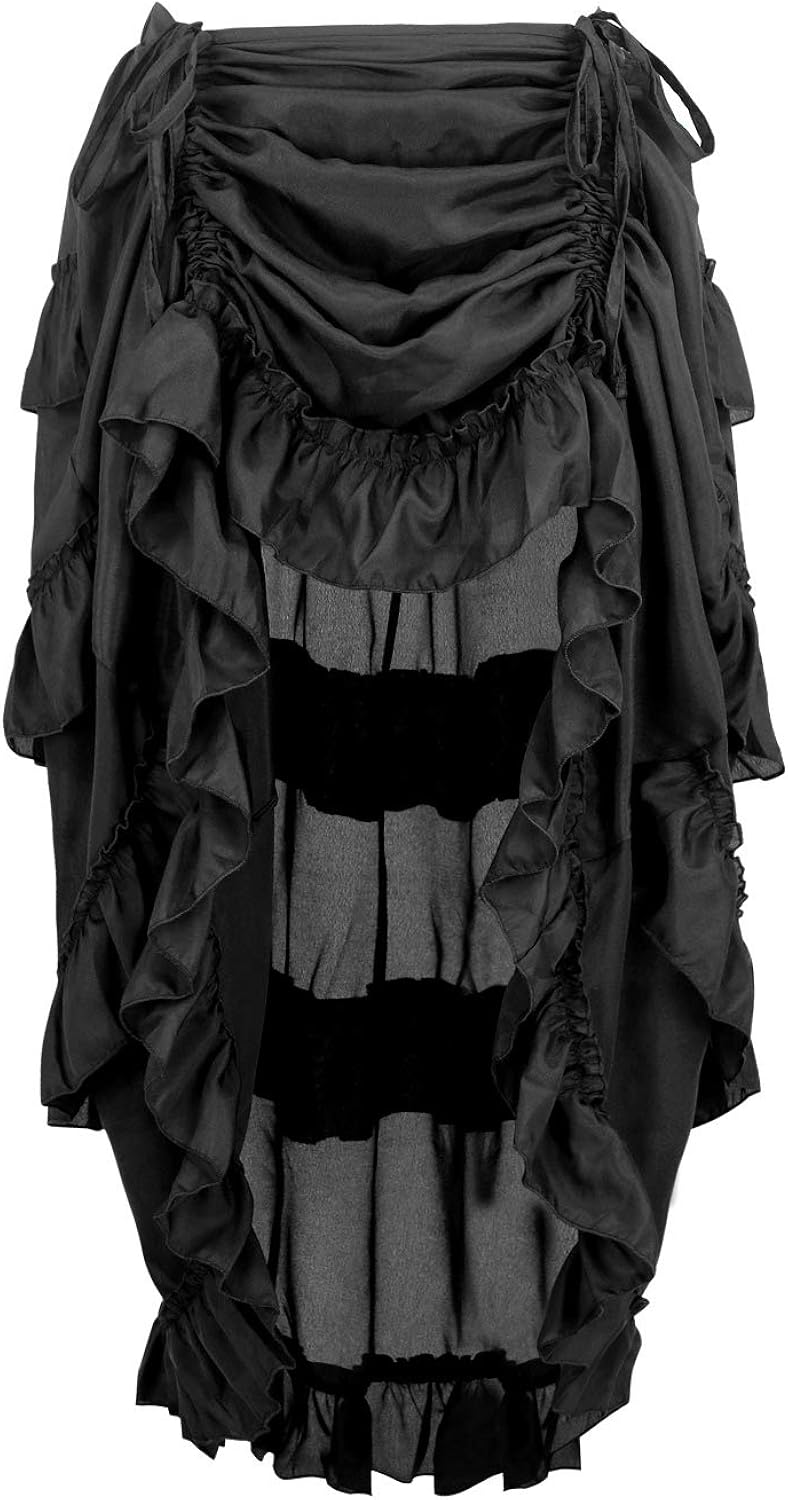 Charmian Women's Steampunk Gothic High Low Cyberpunk Skirt: Clothing