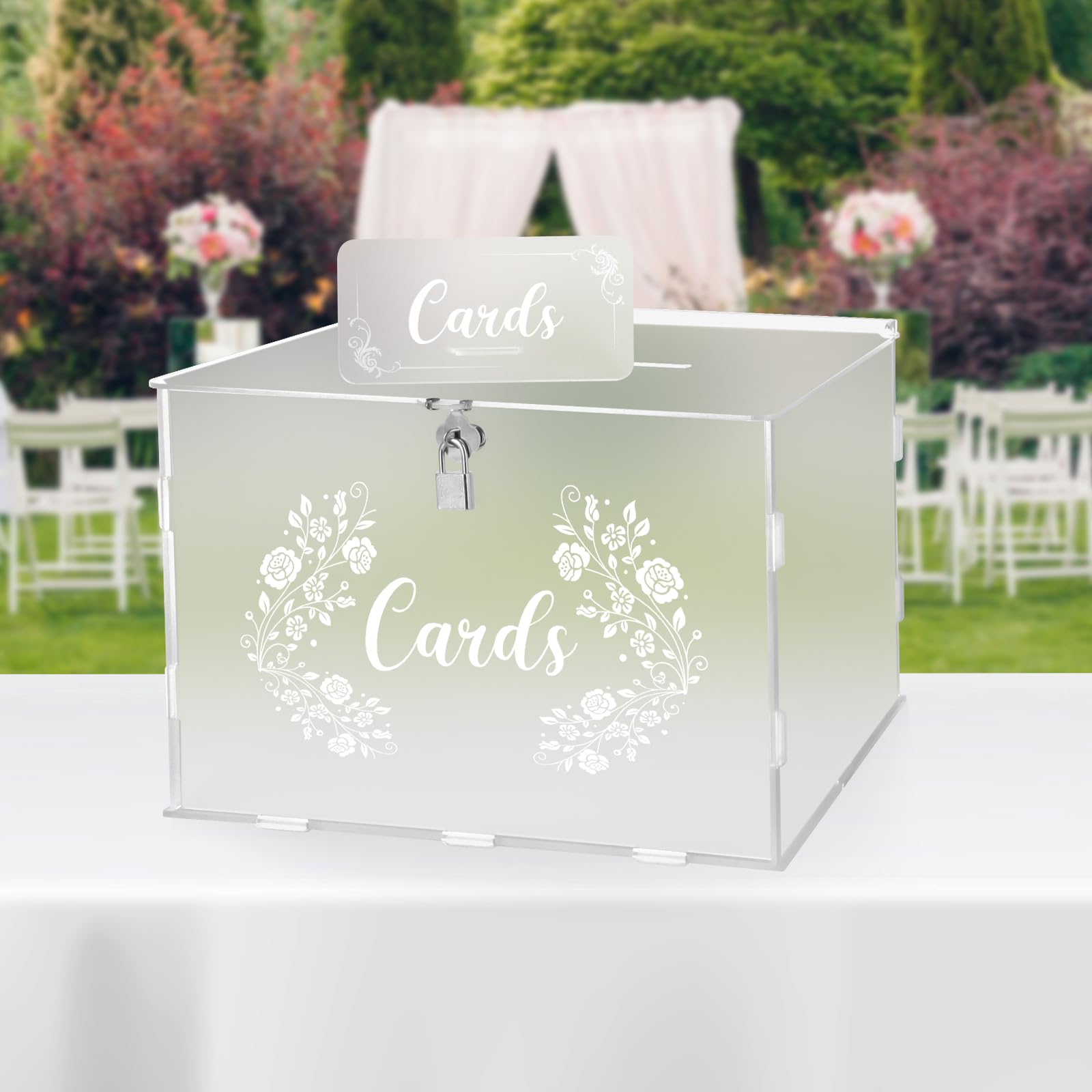 Photo 1 of Hooqict Acrylic Wedding Card Box with Lock Large Frosted Gift Card Boxes for Reception, Party, Wishing Well, Money Box Holder, Graduation Decorations, Baby Shower