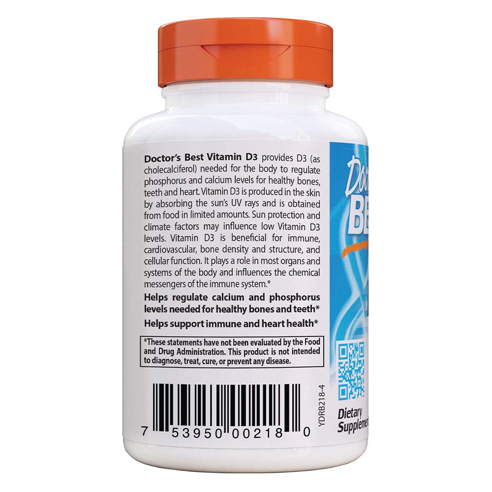 Doctor's Best Vitamin D3 5000IU, NonGMO, Gluten Free, Soy Free