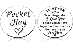FOOZDEEVAAQ Son Gifts from Mom Dad Valentines Gifts for Him Inspirational Gifts for Men Pocket Hug Token for Son from Mom Son in Law Gifts Sweet 16 Gifts for Boys Son Birthday Graduation Gifts for Him Double-Side
