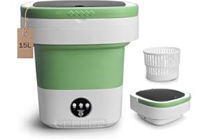 OOBILA Portable Washing Machine, 15L Upgraded Mini Washer with Spin Basket Laundry Machine, 3 Cleaning Modes Suitable for Small Clothes, Foldable Design Ideal for Apartment, Home, Hotel