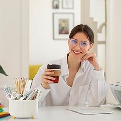 SKYDUE 360 Rotating Plastic Desk Pen Organizer with