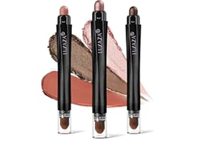 LUXAZA 3PCS Eyeshadow Stick,Neutral Brown Metallic And Shimmer Pink Cream Eyeshadow Pencil Crayon,Eye Brightener Makeup With Smudge Proof,Long Lasting Cream Eye Shadow Sticks Set