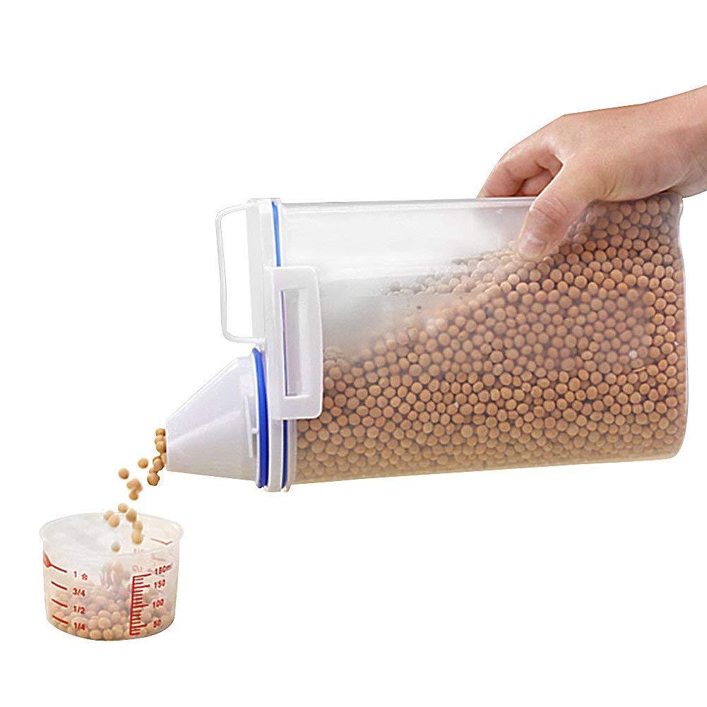 Yunhigh Plastic Cereal Container Kitchen Food Storage Container with Measuring Cup- 2L