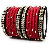 GOELX Silk Thread Bangles Red and Black Must Have Beautiful Bangles Set for Women