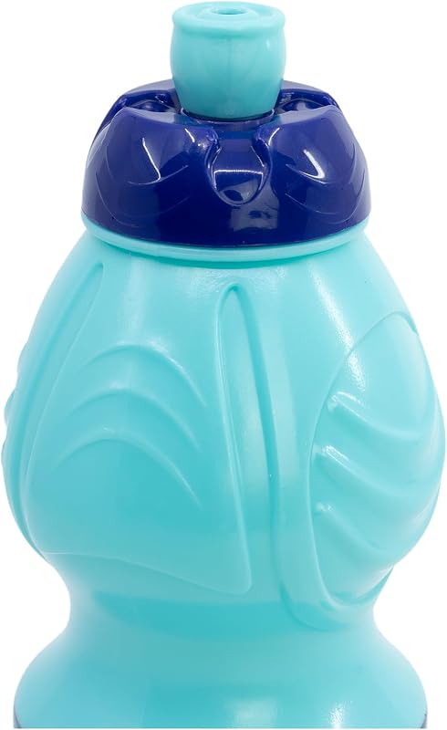 Garrafa de plástico infantil Stitch de 400ml com tampa anti-gotejamento e fita antiderrapante para crianças sem BPA