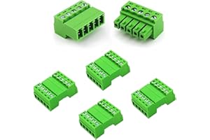 kuosbiu 5 Set 5 Pin 3.81mm Pitch Screw Terminal Block Connector,Male Plug and Female Socket Pluggable Phoenix Type Connectorfor 28-16AWG