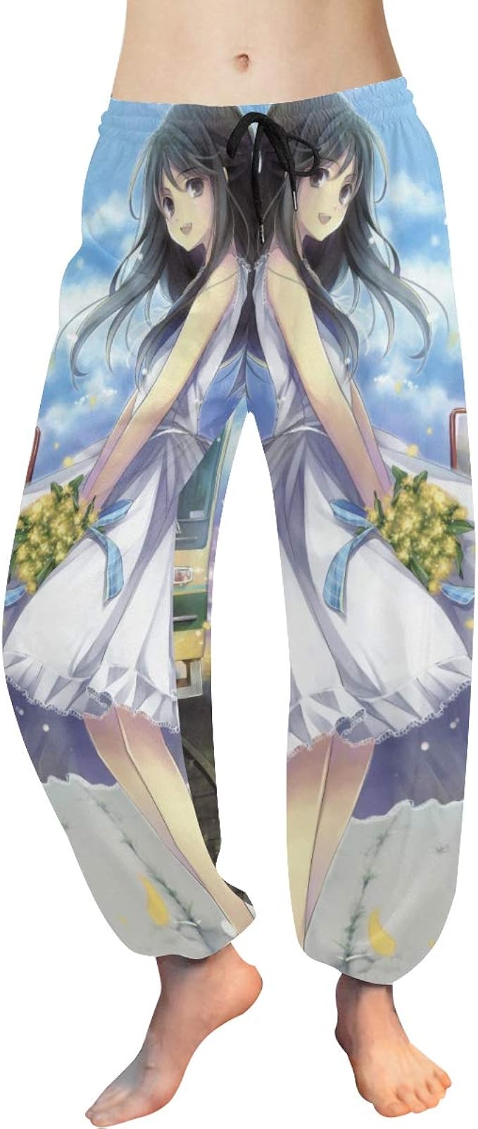 Loose Yoga Pants for Women Manga Anime Girl Spring Art Train Petals