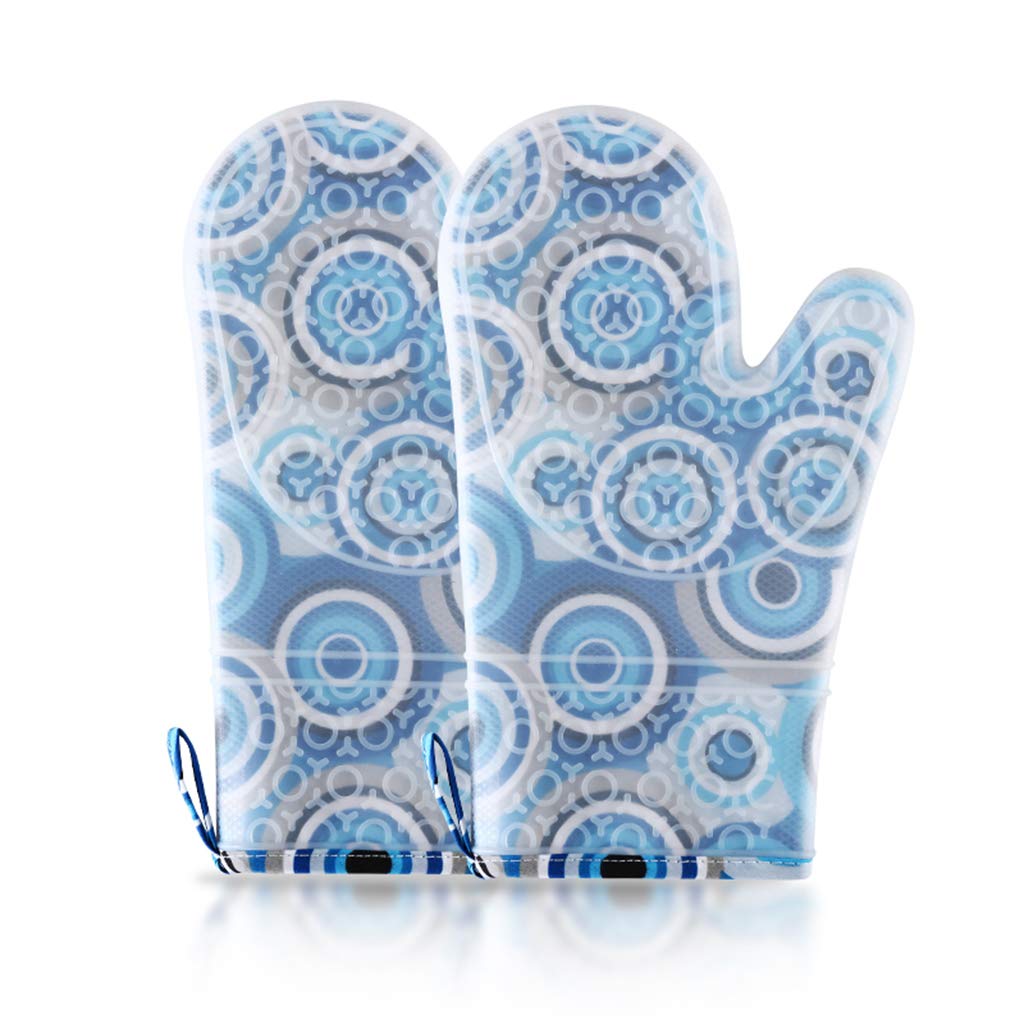 Oven Mitts Transparent Clear Silicone Shell Cotton Lining, Heat Resistant to 500 F Kitchen Oven Gloves Pot Holder Cooking, Barbecue Cooking Baking,D