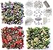 Approx X 1500 Jewellery Making Beads Mix Starter Kit for Beginners in 3 Packs of Purple, Red & Green & Jewellery Findings