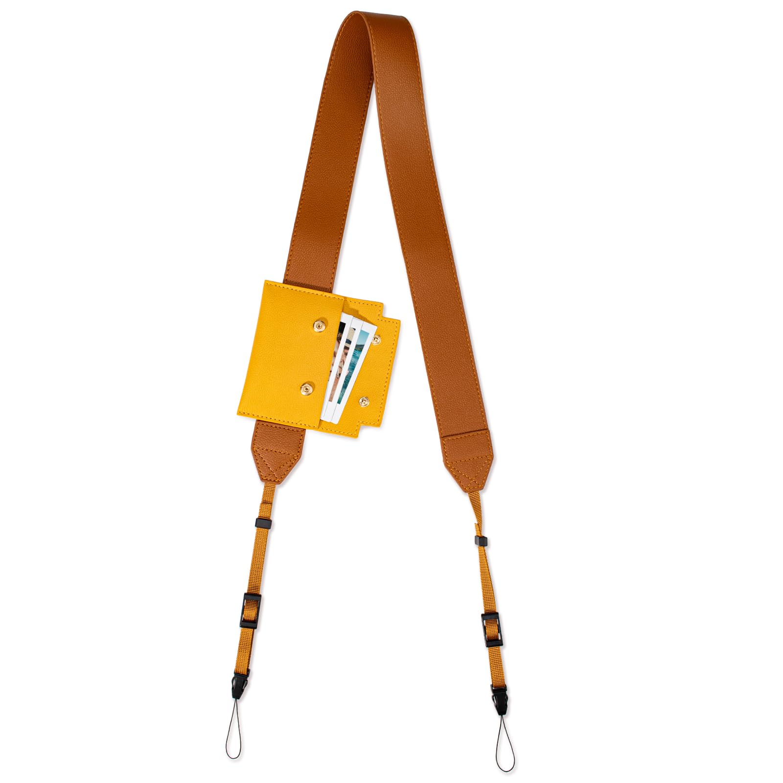 VOVMOEYA PU Leather Camera Strap,PU Leather Camera Neck Strap for Sony Alpha 7 IV A6400 for Fujifilm X100VI for Canon for Nikon Camera Shoulder Strap with Pocket- Brown