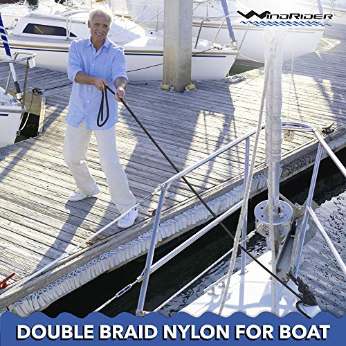 WindRider Dock Lines for Boats 3/8 Inch 15 Ft Pack of 4 with 12inch Eyelet Whipped End Marine