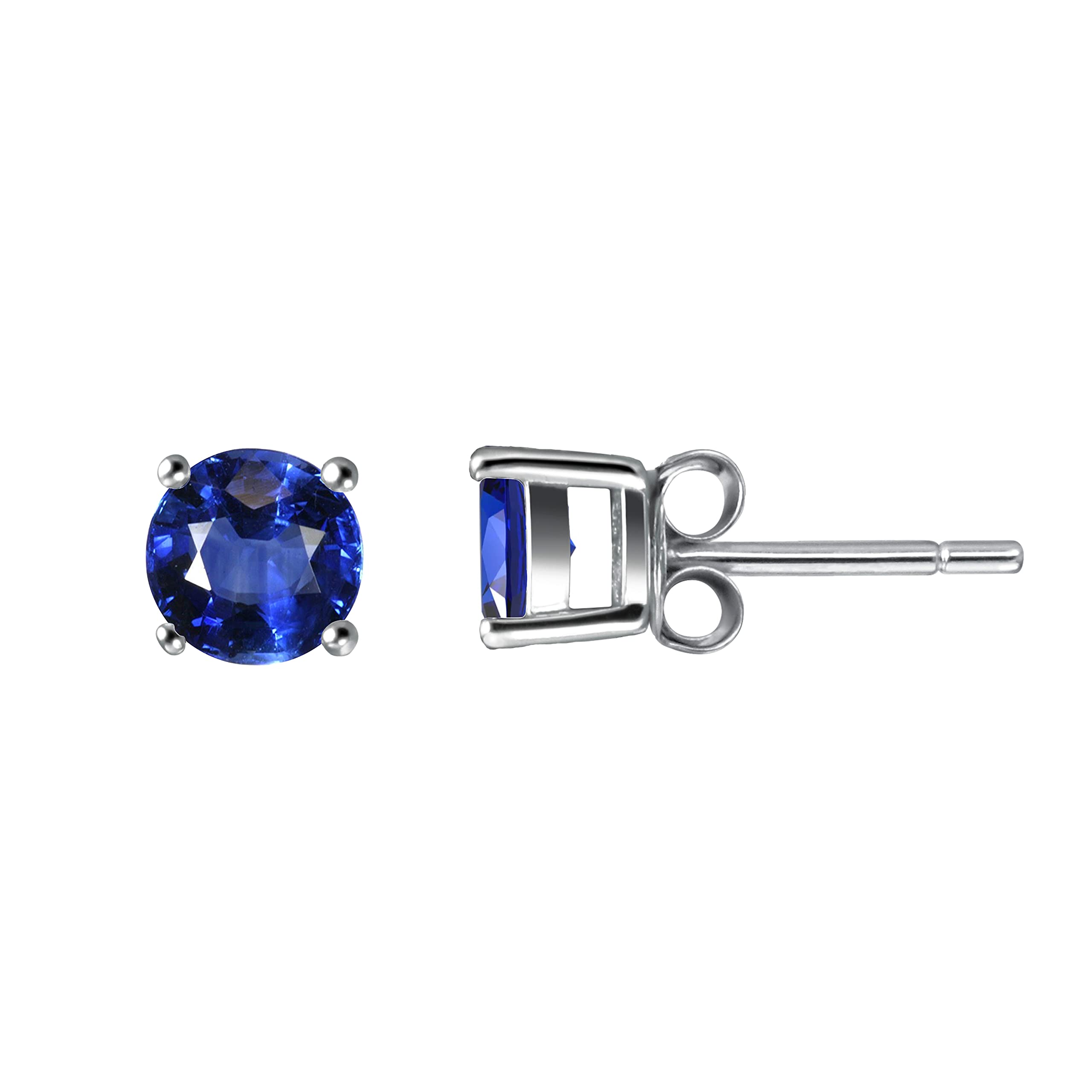Franki Baker Dainty Small Genuine Natural Blue Sapphire Gemstone Round & 925 Sterling Silver Earrings. Gem grade: AAA. Size: 3mm
