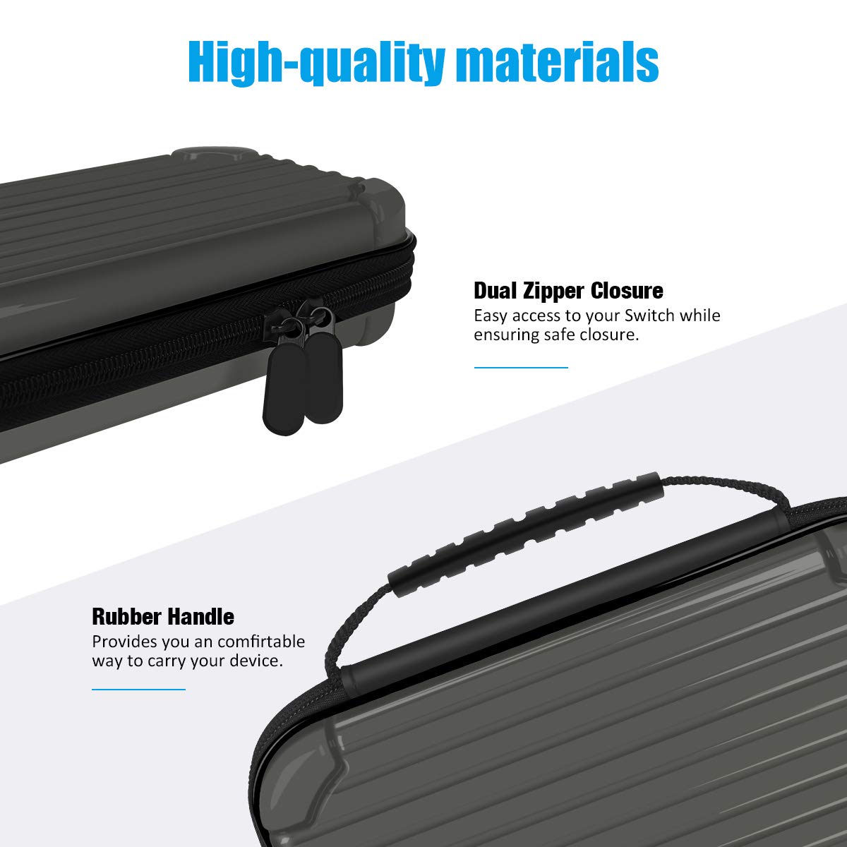 Carry Case for Nintendo Switch Lite Portable Travel Protector Case with 10 Game Slots and Tempered Glass Screen Protector - Black