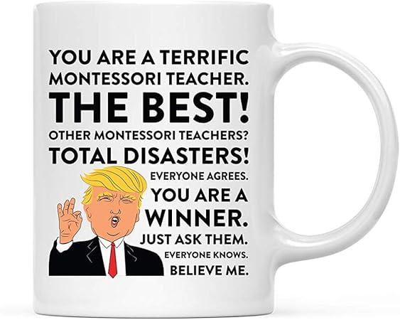 Idee Regalo Natale Just.Divertente Presidente Trump Coffee Mug Insegnante Montessori Idee Regalo Laurea Di Compleanno Di Natale Amazon It Casa E Cucina