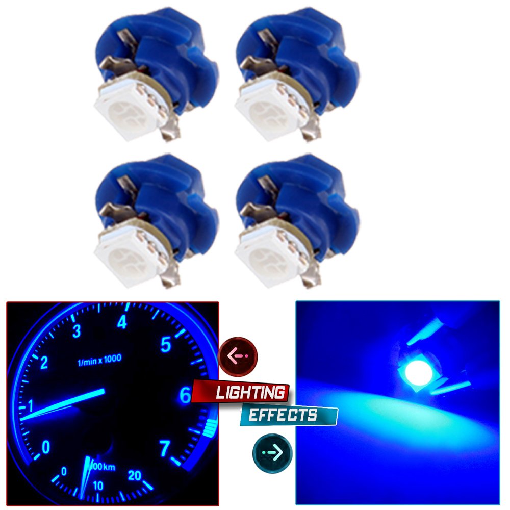 cciyu 4X Car T5 B8.4D 5050 1SMD Blue LED Lamps Dashboard Side Indicator Lights Replacement fit for 2003-2006 Dodge Ram 1500/2002-2005 Porsche/2002 Jeep/2002-2006 BMW