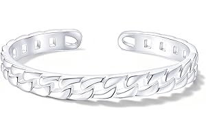 Desnuage Silver Cuban Link Bracelet for Women Statement Chunky Cuff Bangles Designer Bracelets Gifts for Girlfriend