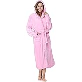 RONGTAI Womens Robes Plush Fleece Hooded Bathrobe Thick Nightgown with Pockets Fluffy Sleepwear
