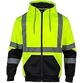 FONIRRA ANSI Class 3 High Visibility Safety Lightweight Fleece Hoodie for Men Reflective Hi Vis Work Hoodie for Construction