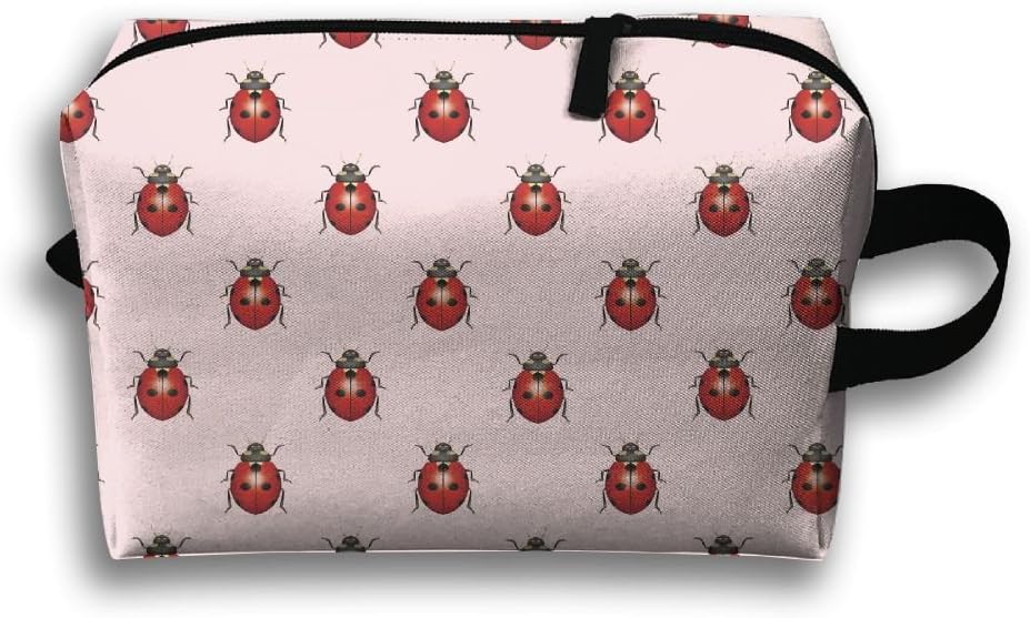 RPitaya Pink Ladybug Printing Cosmetic Bag Toiletry Bag Handy Bag Travel Makeup Beauty Bag Storage Bags Organizer Pouch Bag For Home,Office,Travel