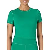 Amazon Essentials Women's Active FormFlex Buttery Soft Short Sleeve Slim Fit Crop Layering Workout Top