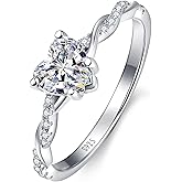 Yaresul 1.25ct Womens Heart Promise Ring, 925 Sterling Silver Heart Cut Created Emerald/Sapphire/Amethyst/Ruby/Cubic Zirconia/Opal Twisted Vine Engagement Ring for Women Size 5-10
