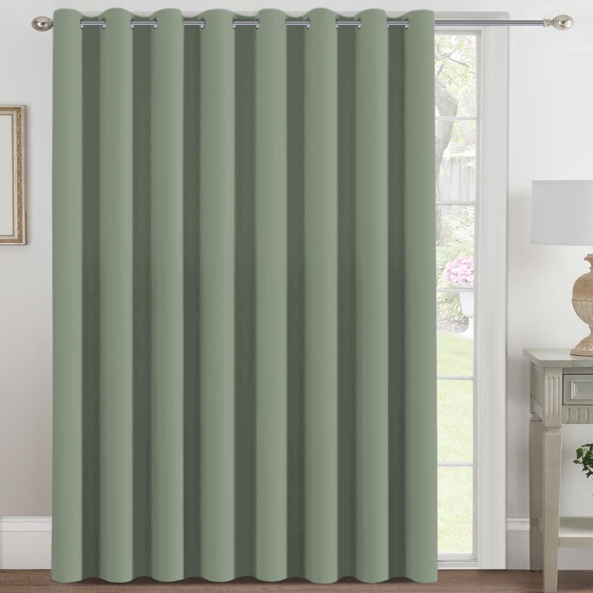 H.VERSAILTEX Blackout Patio Curtains 100 x 108 Inches for Sliding Door Extral Wide Blackout Curtain Panels Thermal Insulated Room Divider - Grommet Top, 9' Tall by 8.5' Wide - Cyan Image