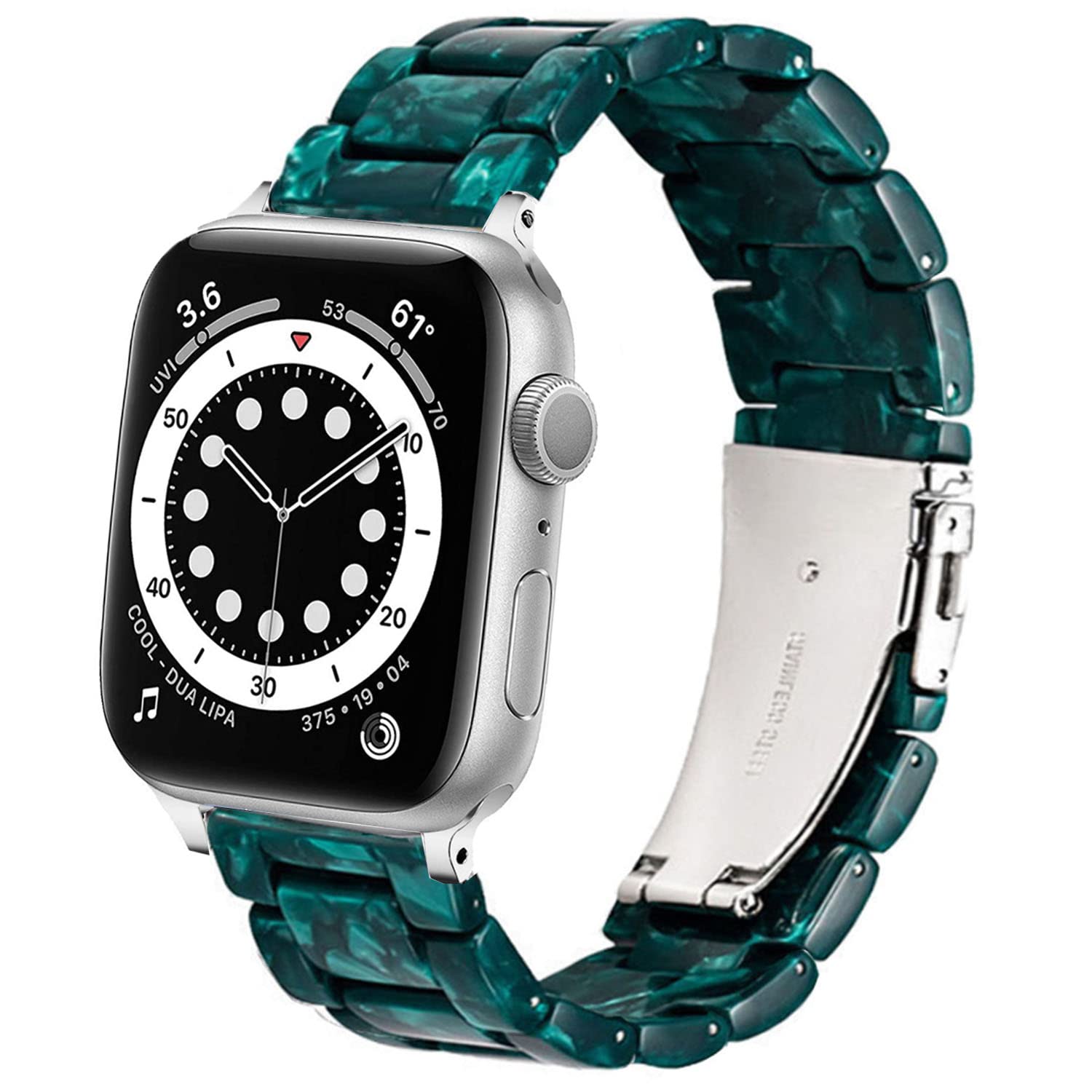 DEALELE Bands Compatible with Apple Watch 42mm 41mm 40mm 38mm, Colorful Resin Replacement Strap for iWatch Series 10/9 / 8/7 / SE / 6/5 / 4/3 Women Men, Green
