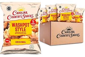 Carolina Country Snacks - Wash Pot Style Pork Skins, Original - 4 oz, 6 Bags | Traditional Southern Flavor Crispy & Crunchy | Keto-Friendly & Low Carb