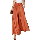 Dokotoo Pants for Women Casual Elastic Waist Wide Leg Pants with Pockets