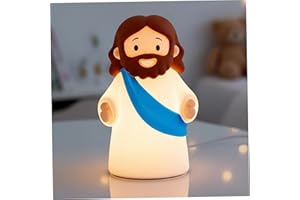 Jesus Night Light, 5" Soft LED Christian Lamp Rechargeable Night Lights for Kids Bedroom, Home, Sunday School, Easter Decor, 