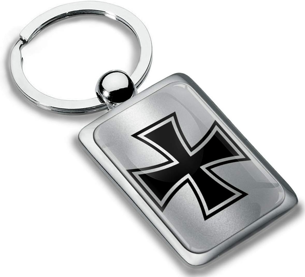 Biomar Labs® Metal 3D Keyring Key Ring Chain Stainless Steel Gift Box Men Women Keychain Bag Accessories Jewelry Handbag Silver Iron Cross Emblem KK 274