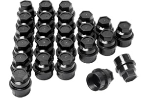 MARDARTH Set of 24, 15646250 Wheel Lug Nut Cap Black Plastic Covers Thread M27X2.0 for Sliverado Sierra 1500 Yukon Avalanche Suburban Express 1500 C1500 K1500 Escalade Traverse Yukon Dual Thread Lug Nuts